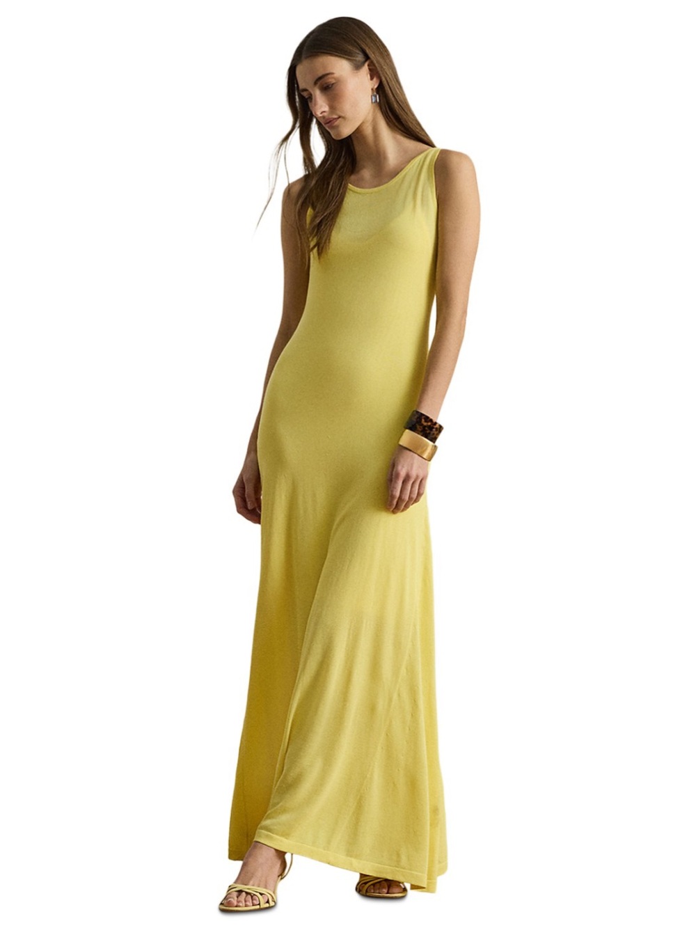 Ralph Lauren Boat Neck Maxi Dress in Lemon Sorbet